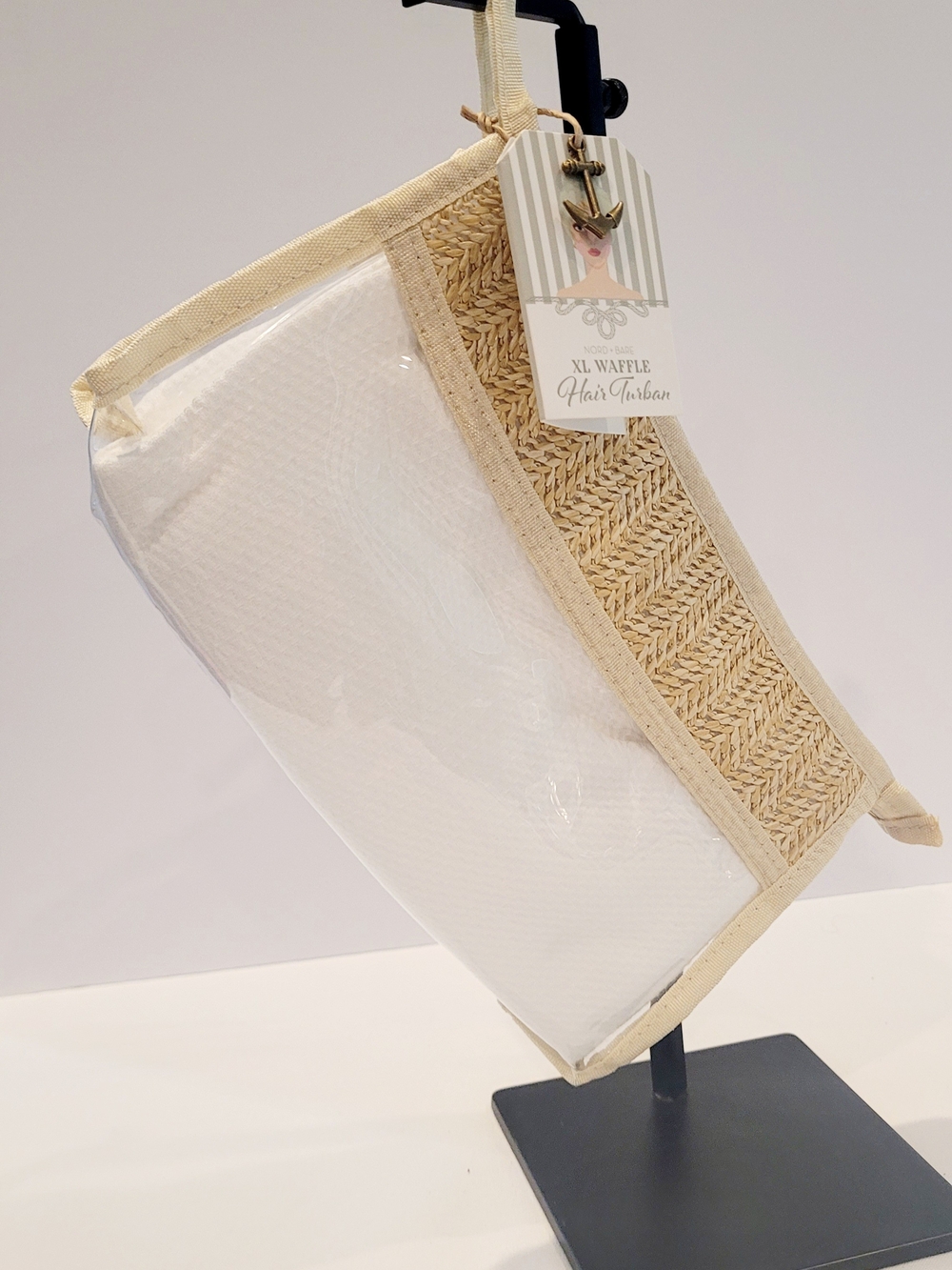 XL Waffle Hair Turban - Cream & White
